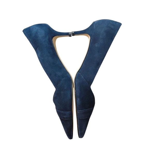 Talbots Erica Classic Blue Suede Heels Pointed Toe Kirren Heel Pumps Size 9 - Picture 2 of 10